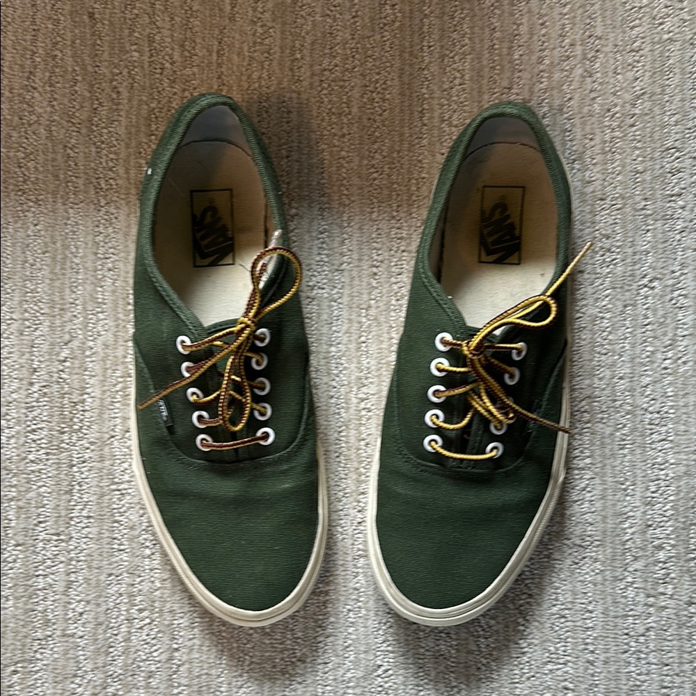 Vans Green Canvas Sneakers with Vulcanized Soles